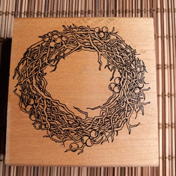 Grapevine Wreath Rubber Stamp 1997 Rubber Manger - Picture 1 of 3